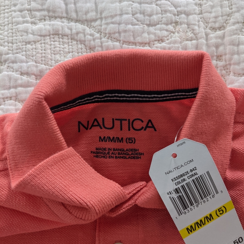NWT Boys size 5 salmon-colored Nautica Polo